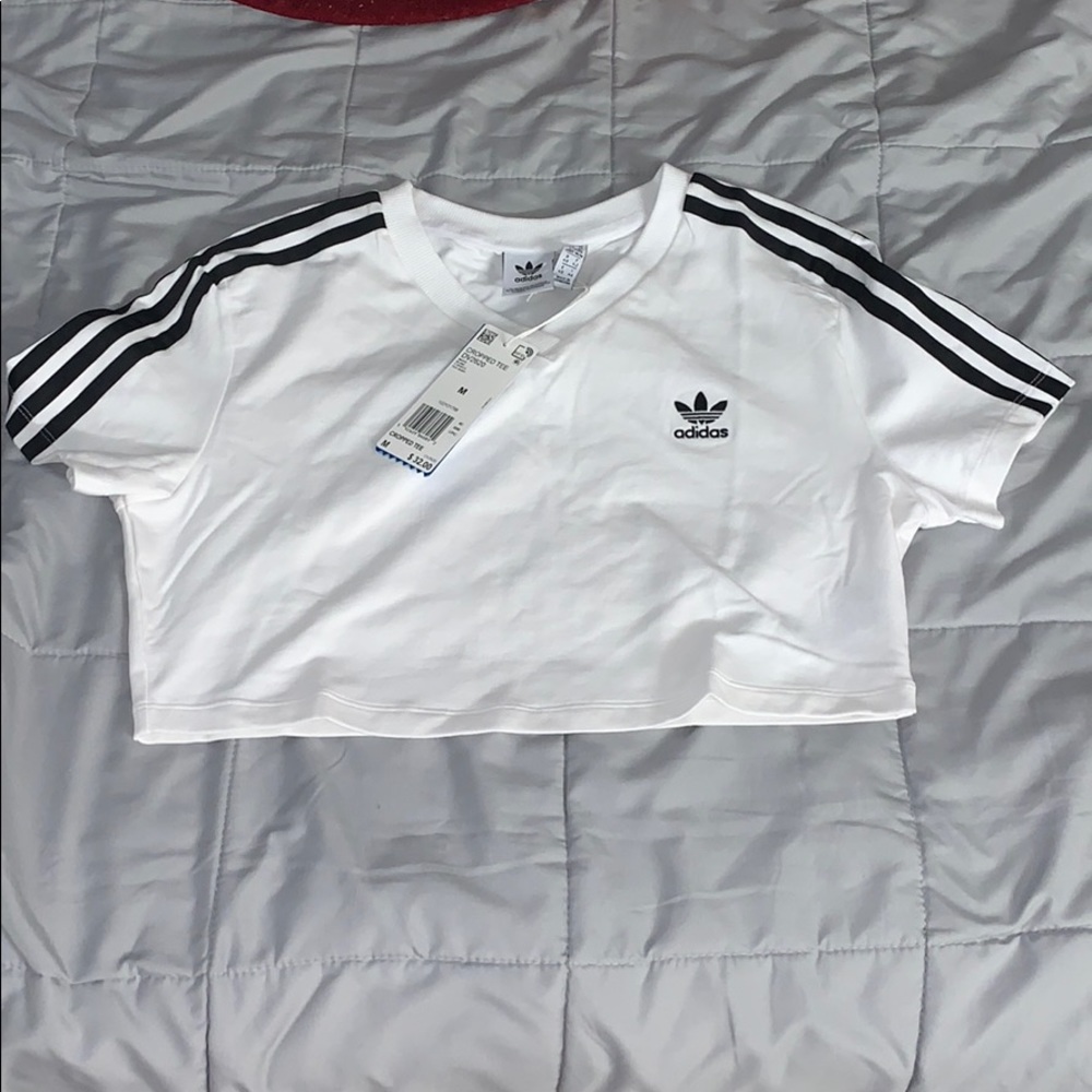 White adidas crop top